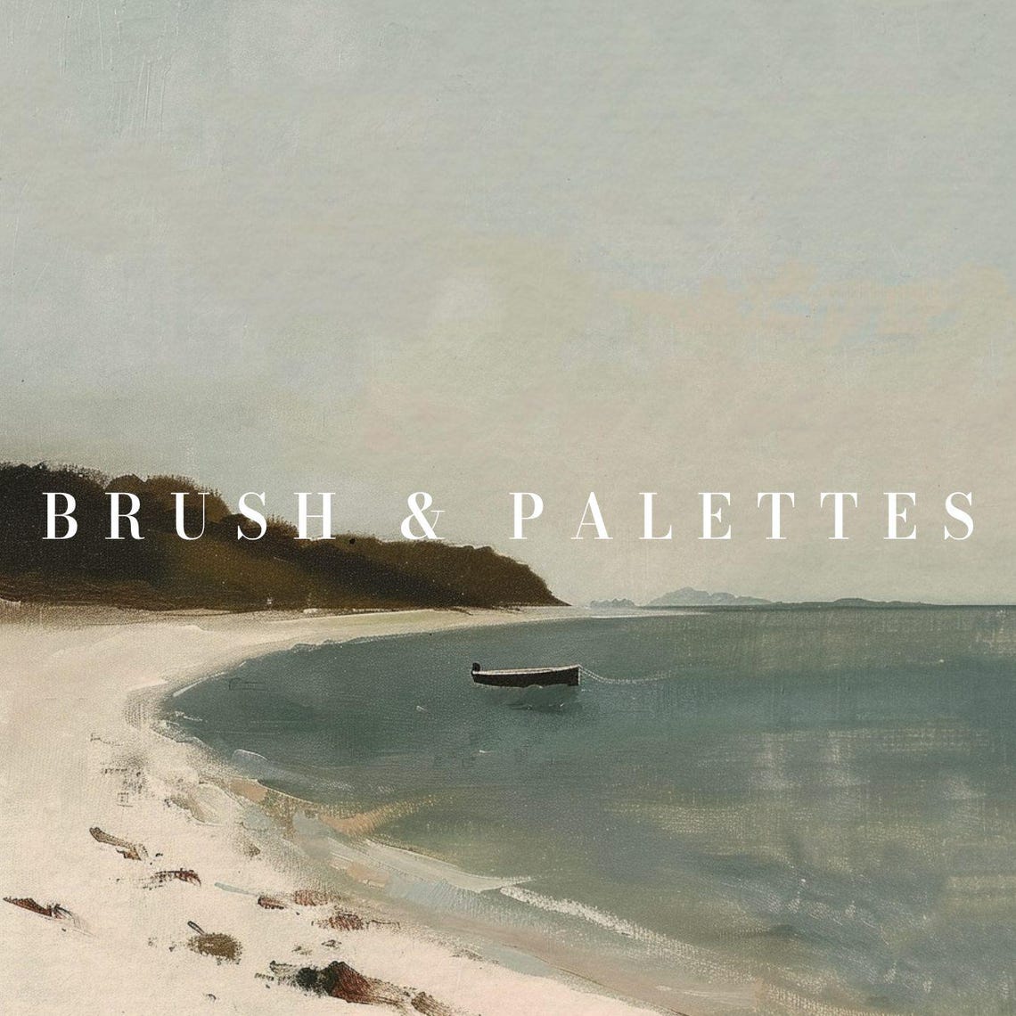 Minimalist Coastal Beach Oil Painting, Serene Shoreline - Image 3
