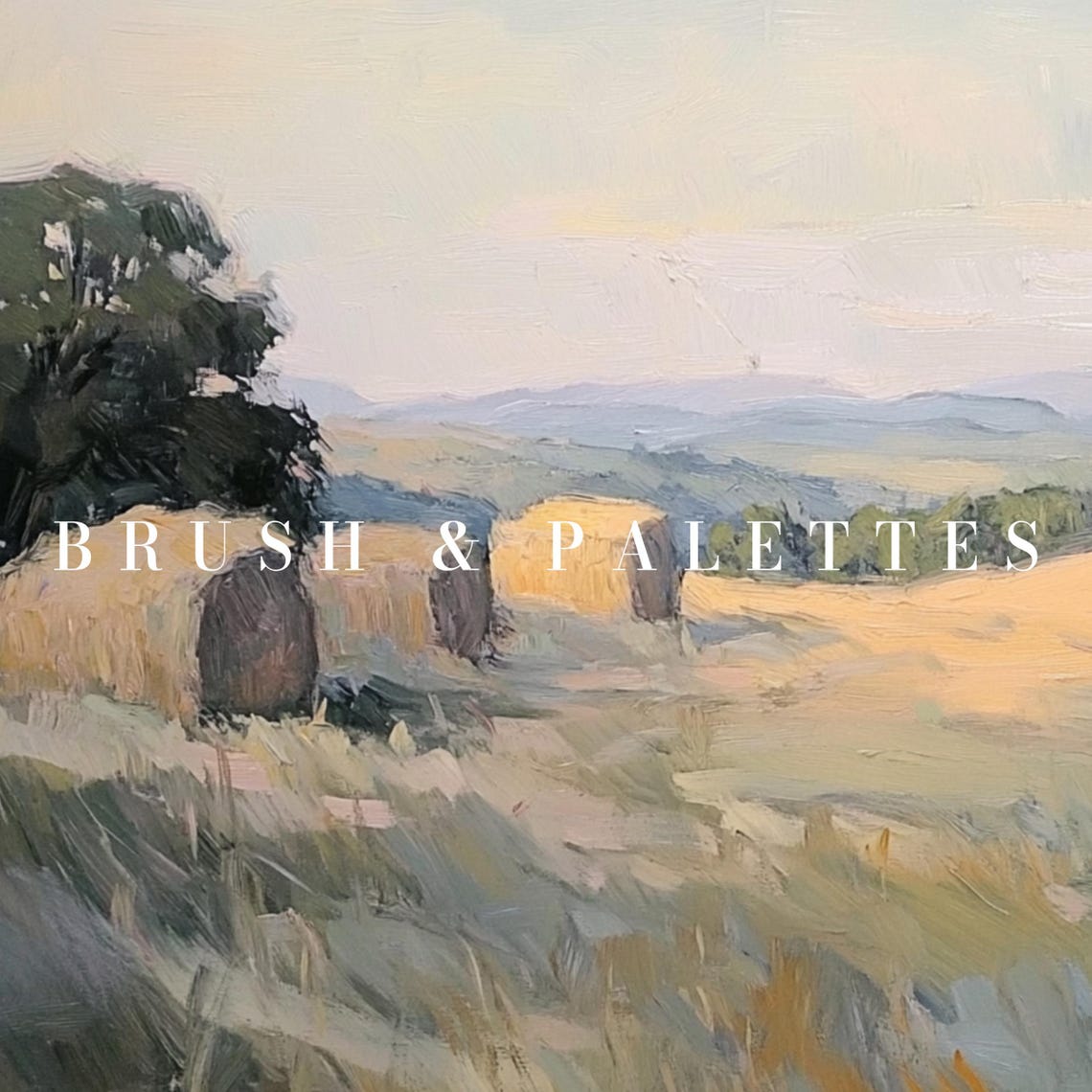 Golden Hay Bales Warm Sunset Field Rolling Hills Landscape Print - Image 2