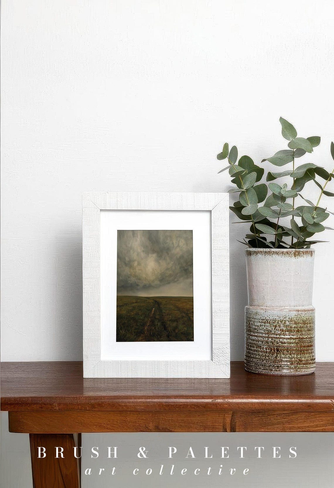 Dark Stormy Sky Over Moorland Path Moody Landscape Oil Painting Poster - Image 2