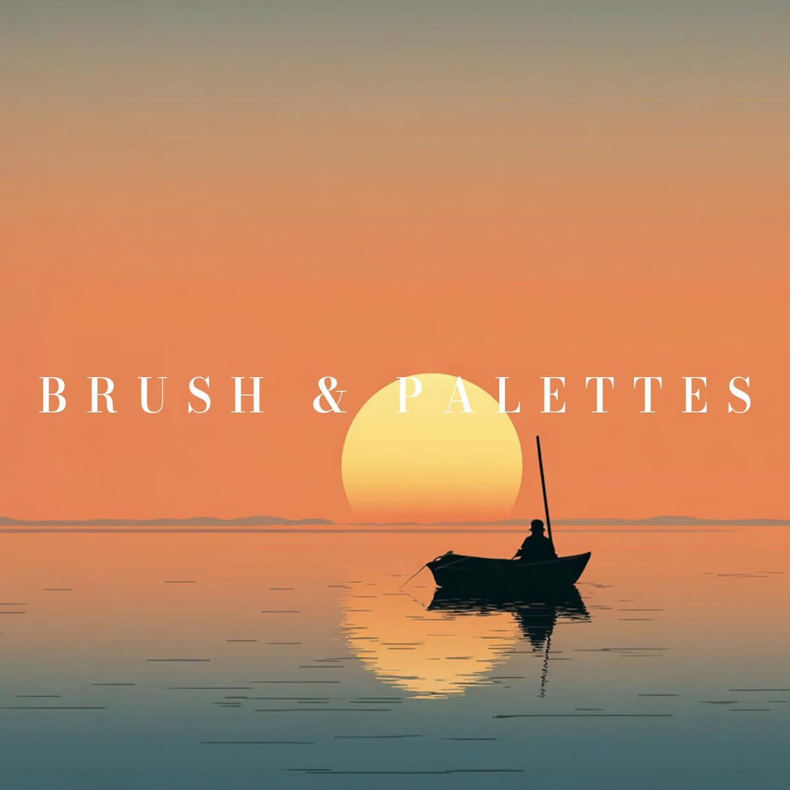Fishing Boat Silhouette At Orange Sunset Calm Water Minimalist Poster - Image 3