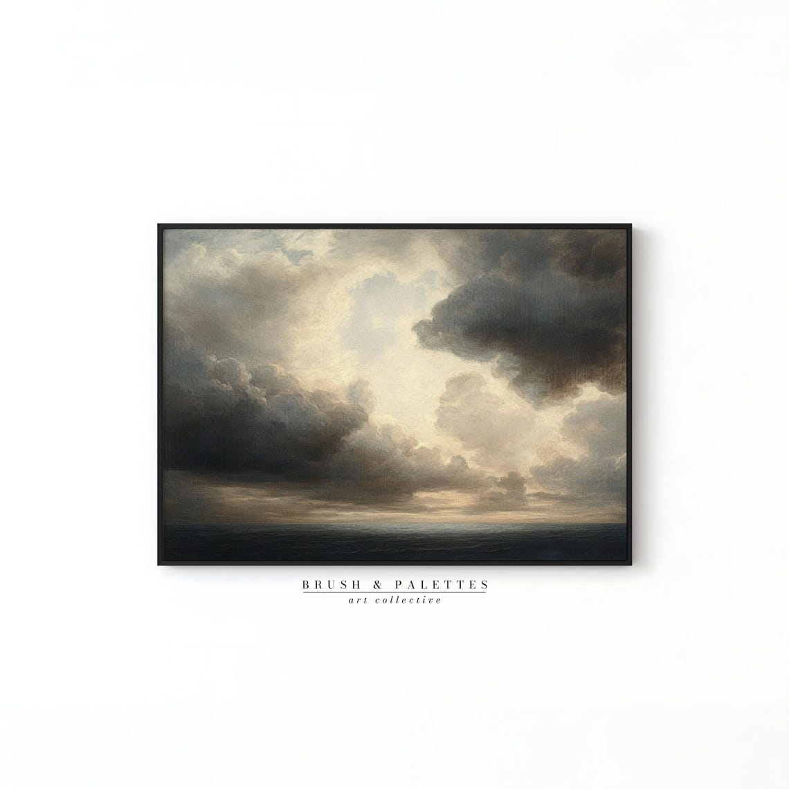 Stormy Ocean Seascape Painting Dark Clouds Moody Sea Wall Art - Image 3