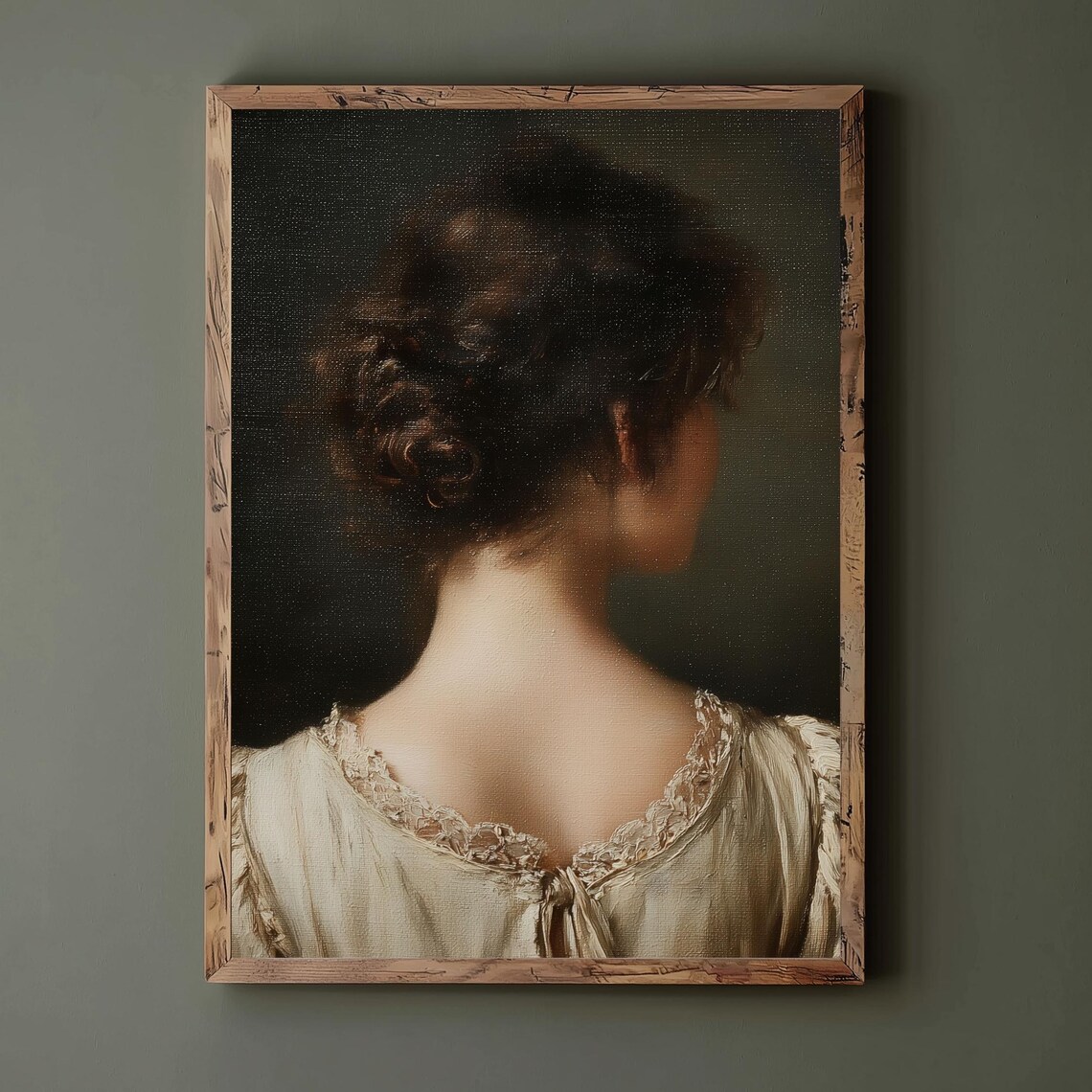 Vintage Woman Portrait Art Print, Romantic Neutral Decor