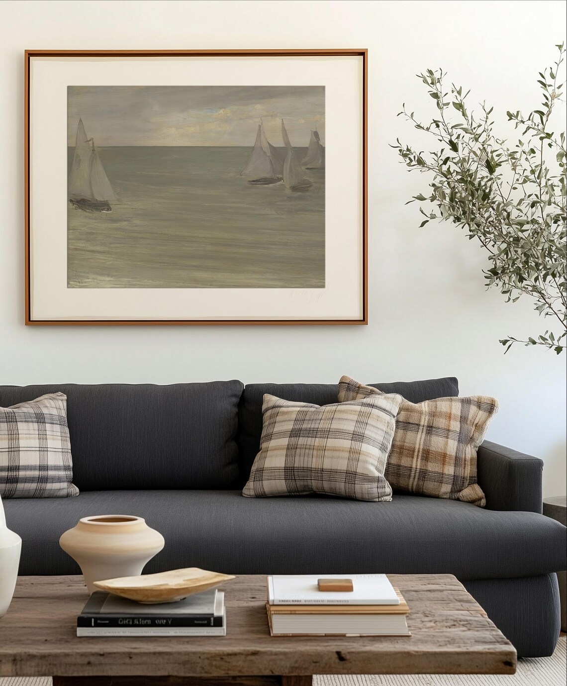 Sailboats At Sea Vintage Painting, Coastal Art Print - Image 2