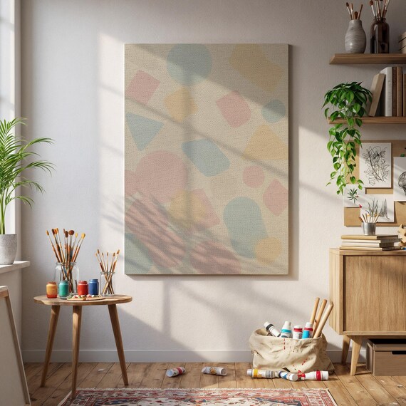 Pastel Geometric Shapes Soft Abstract Modern Minimalist Poster