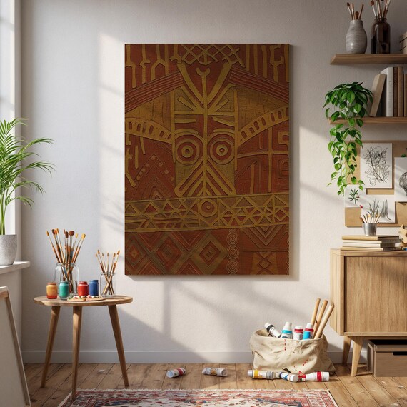 Tribal Abstract African Inspired Warm Terracotta Geometric Art Poster