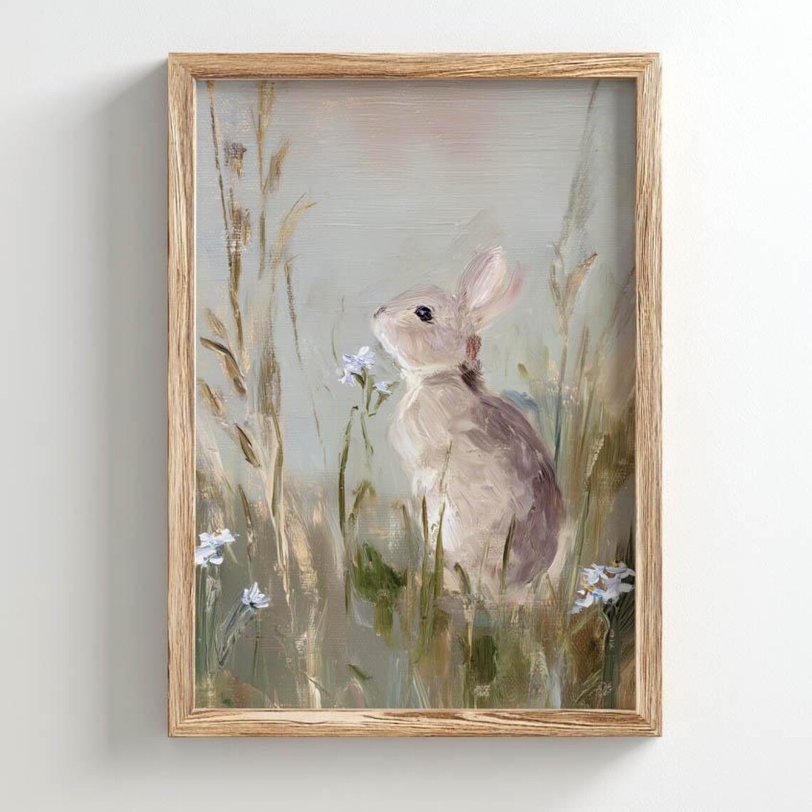 Rabbit In Wildflower Meadow Poster Print, Cottagecore