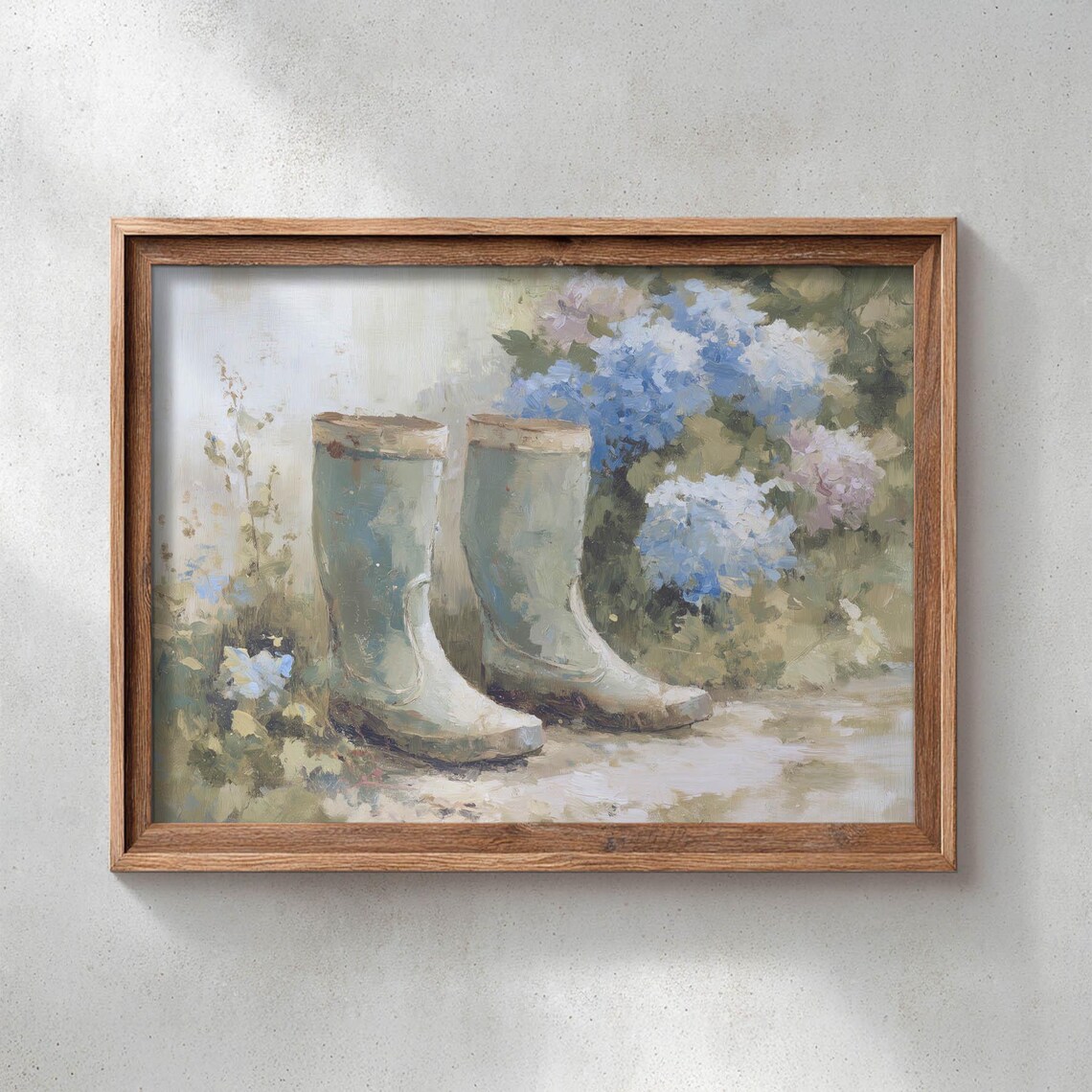 Sage Green Rain Boots, Cozy Cottagecore Art