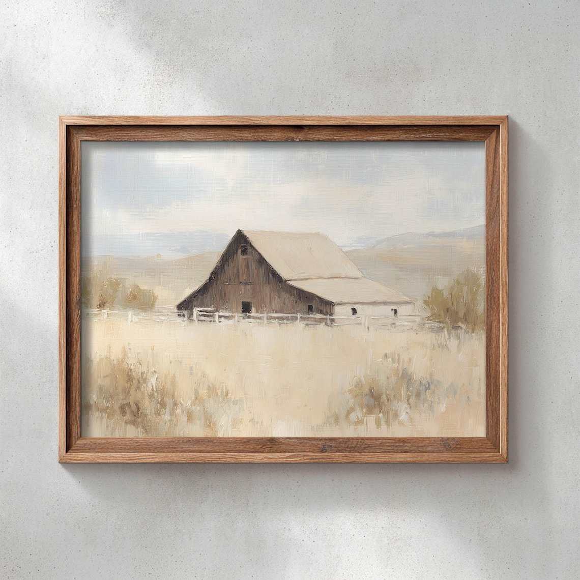 Rustic Barn Landscape, Vintage Countryside Art Print