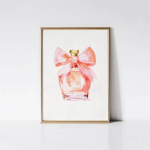 Pink Perfume Bottle Poster, Girly Fashion Decor