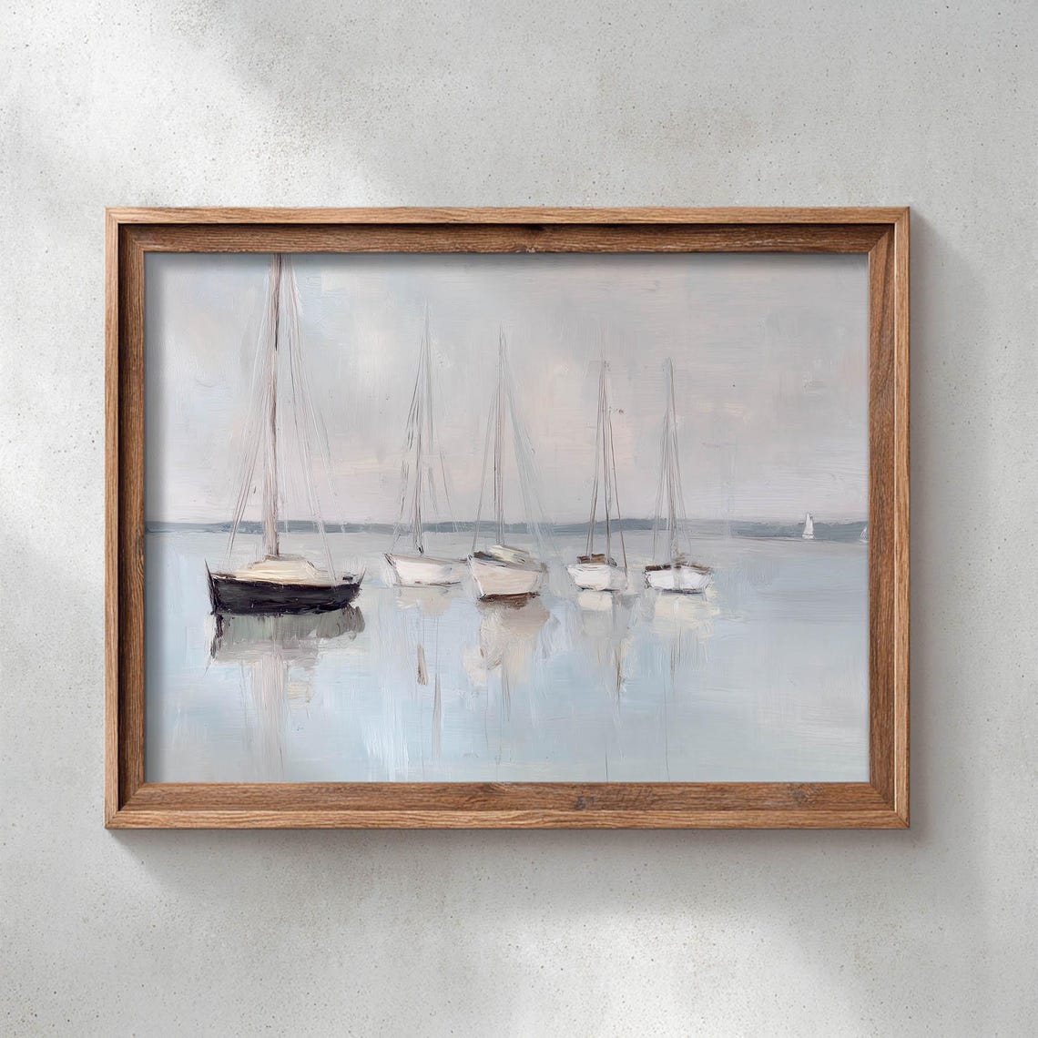 Calm Sailboats on Still Water Pastel Nautical Coastal Poster