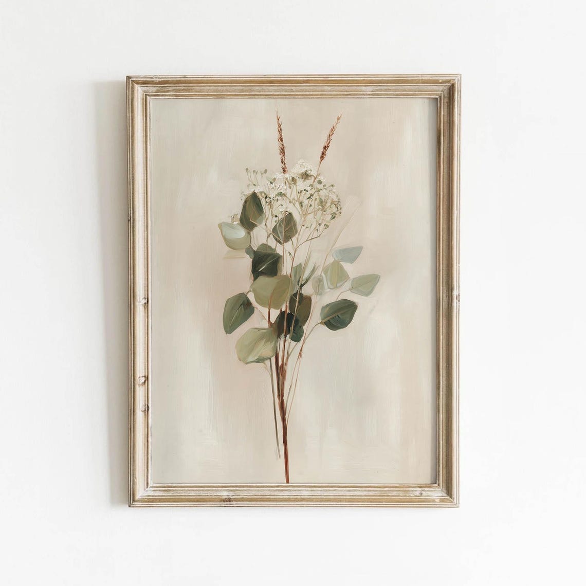 Minimal Botanical Printable Neutral Eucalyptus Wall Art Vintage Hydrangea Decor Calming Cottagecore Earthy Download 0391