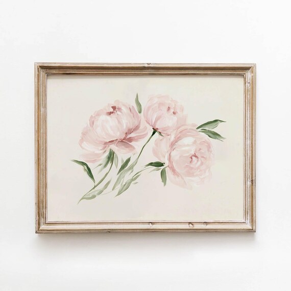 Soft Pink Peonies Watercolor Painting Romantic Floral Poster