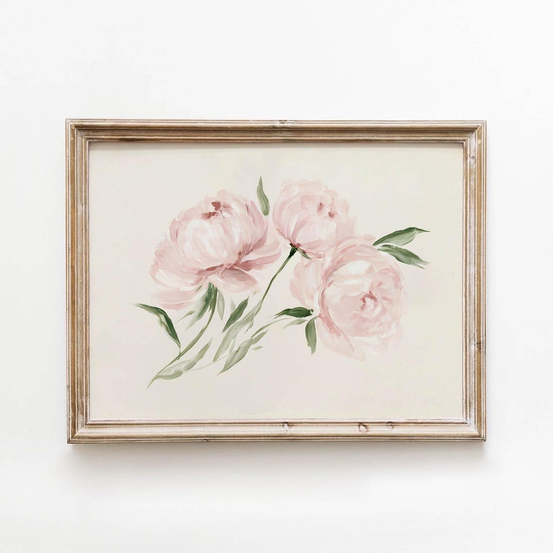 Soft Pink Peonies Watercolor Painting Romantic Floral Poster