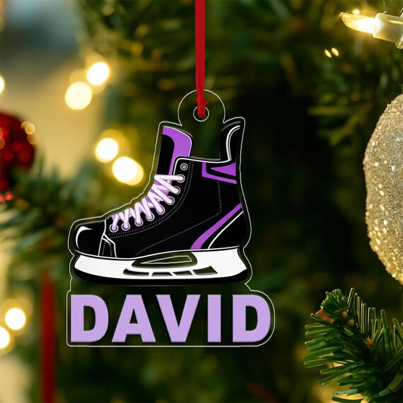 Personalized Ice Hockey Skate Name David Christmas Ornament Poster