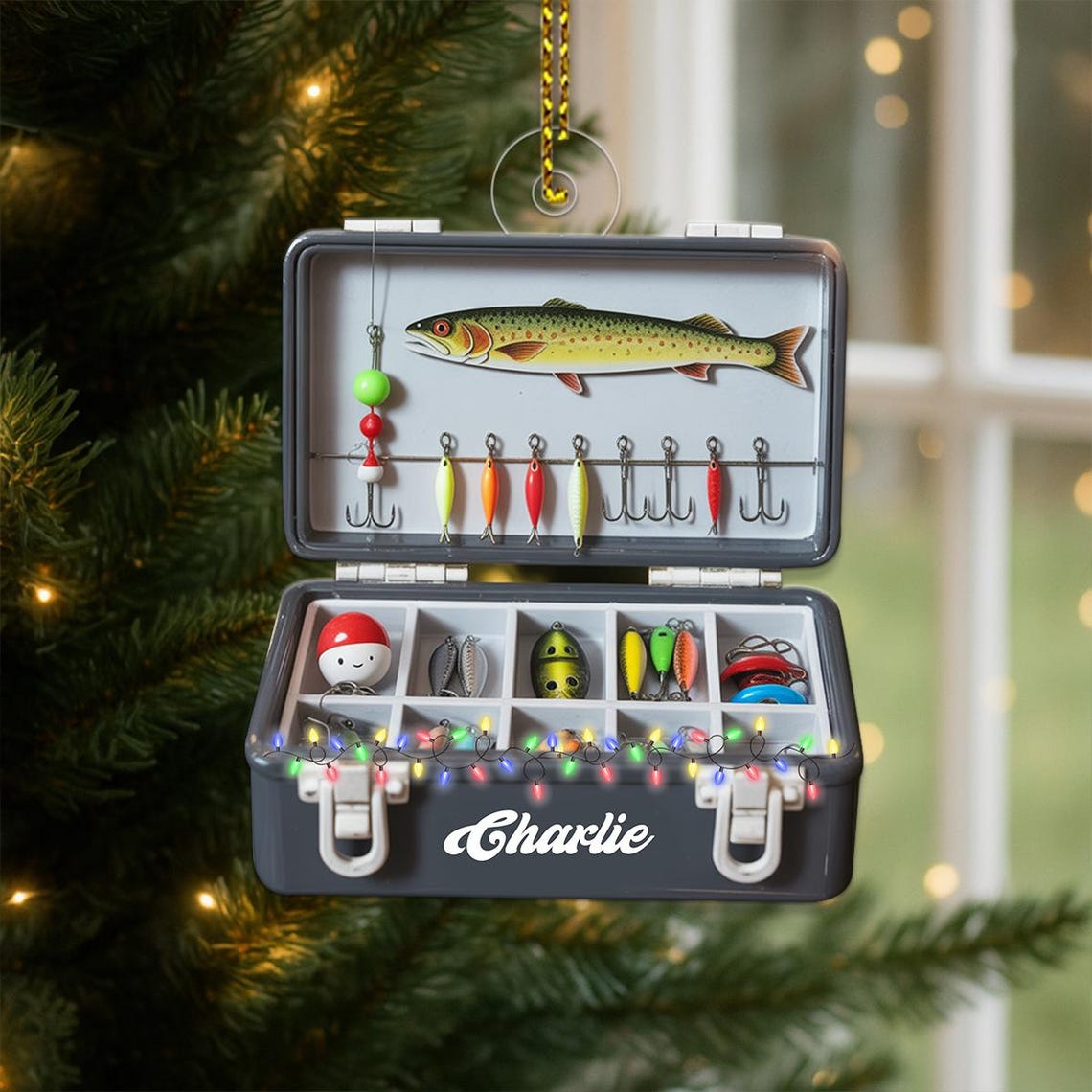 Personalized Fishing Tackle Box Name Acrylic Ornament Wall Art