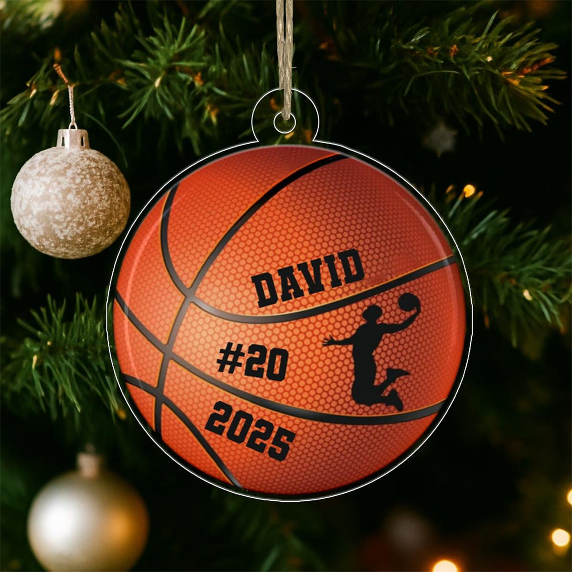 Personalized Basketball Player Name Number Ornament Art Poster