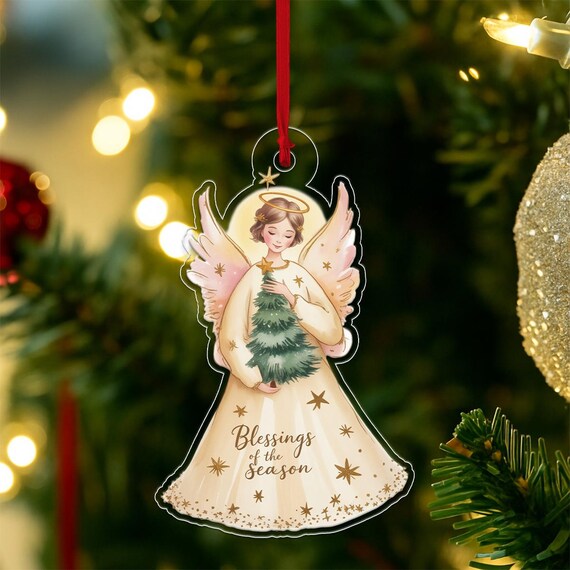 Angel Christmas Ornament Print Blessings Of The Season Keepsake Tree Gift