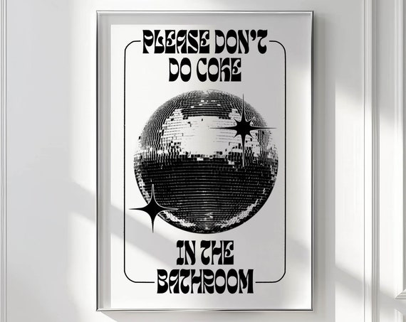 Dont Do Coke Funky Wall Art Quirky Home Decor Aesthetic Poster Disco Ball Decor Bar Cart Prints 70s Style Posters Aesthetic Room Decor