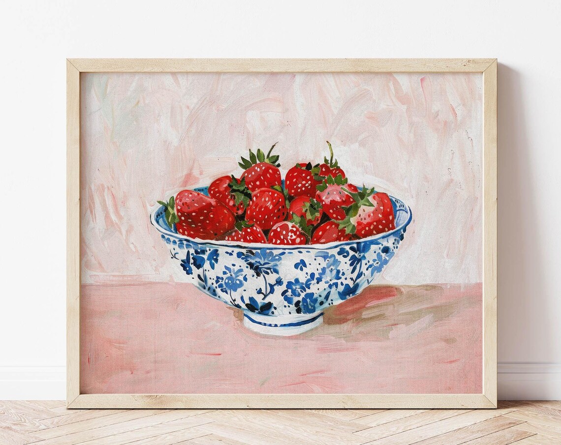Strawberry Vintage Aesthetic Kitchen Art Print