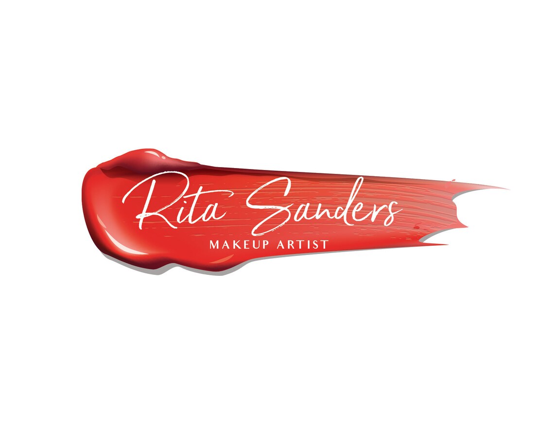 Rita Sanders Makeup Artist Red Lipstick Swatch Logo Design Poster