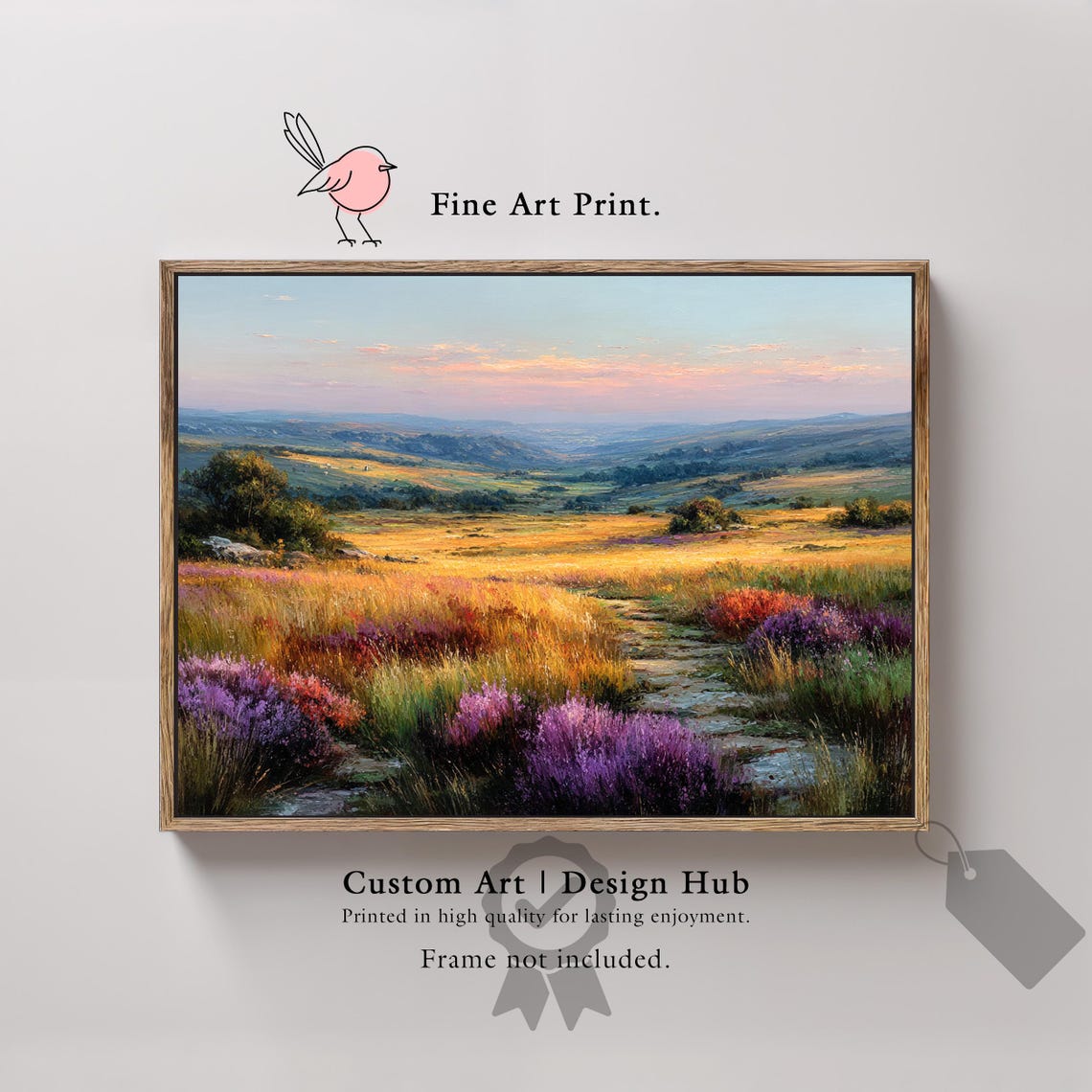 Lavender Sunset Meadow Impressionist Countryside Landscape Art Poster