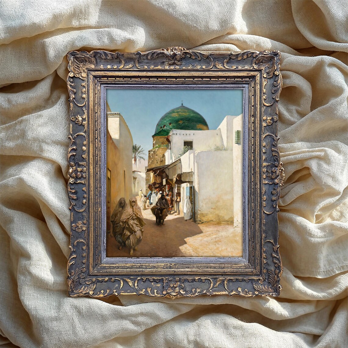 Orientalist Oil Painting Vintage Street Scene, Poster