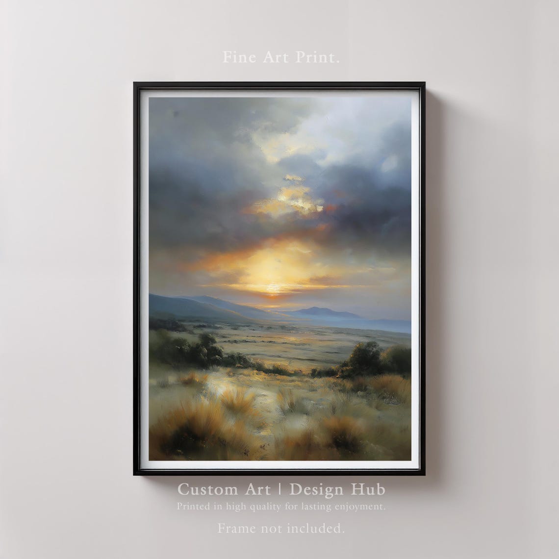 Golden Sunset Horizon Dramatic Clouds Landscape Fine Art Poster