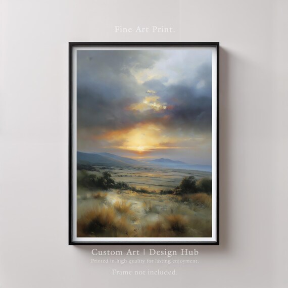 Golden Sunset Horizon Dramatic Clouds Landscape Fine Art Poster