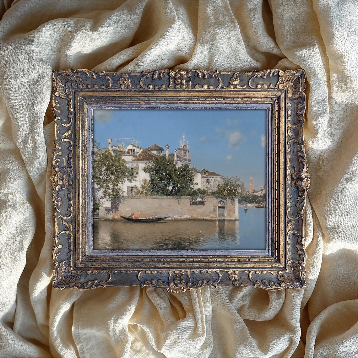 Venice Grand Canal Gondola Vintage Oil Painting Style Wall Art