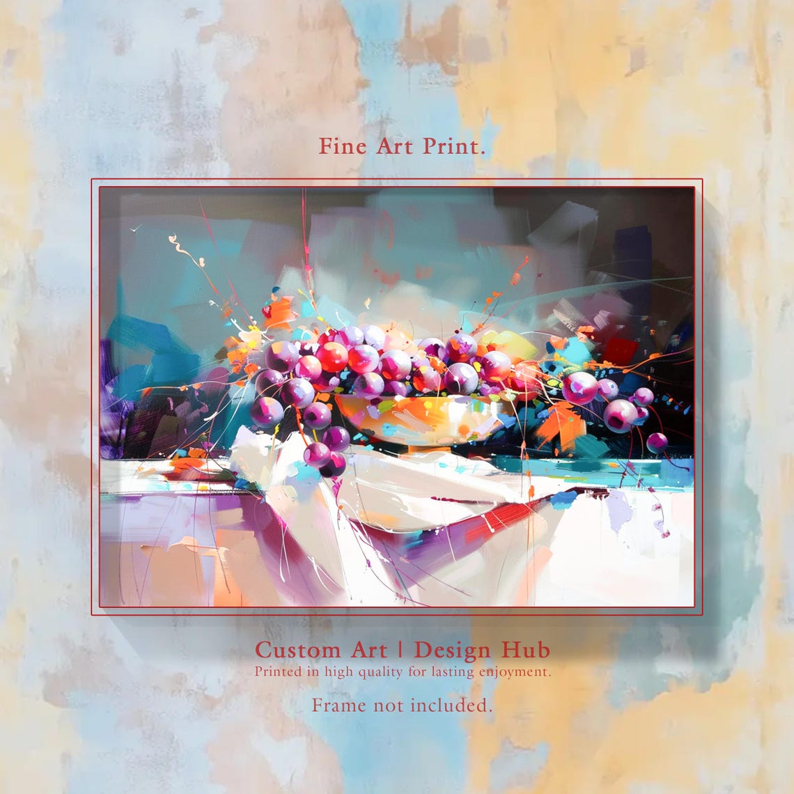 Colorful Grapes Bowl Modern Impressionist Fruit Still Life Art Poster
