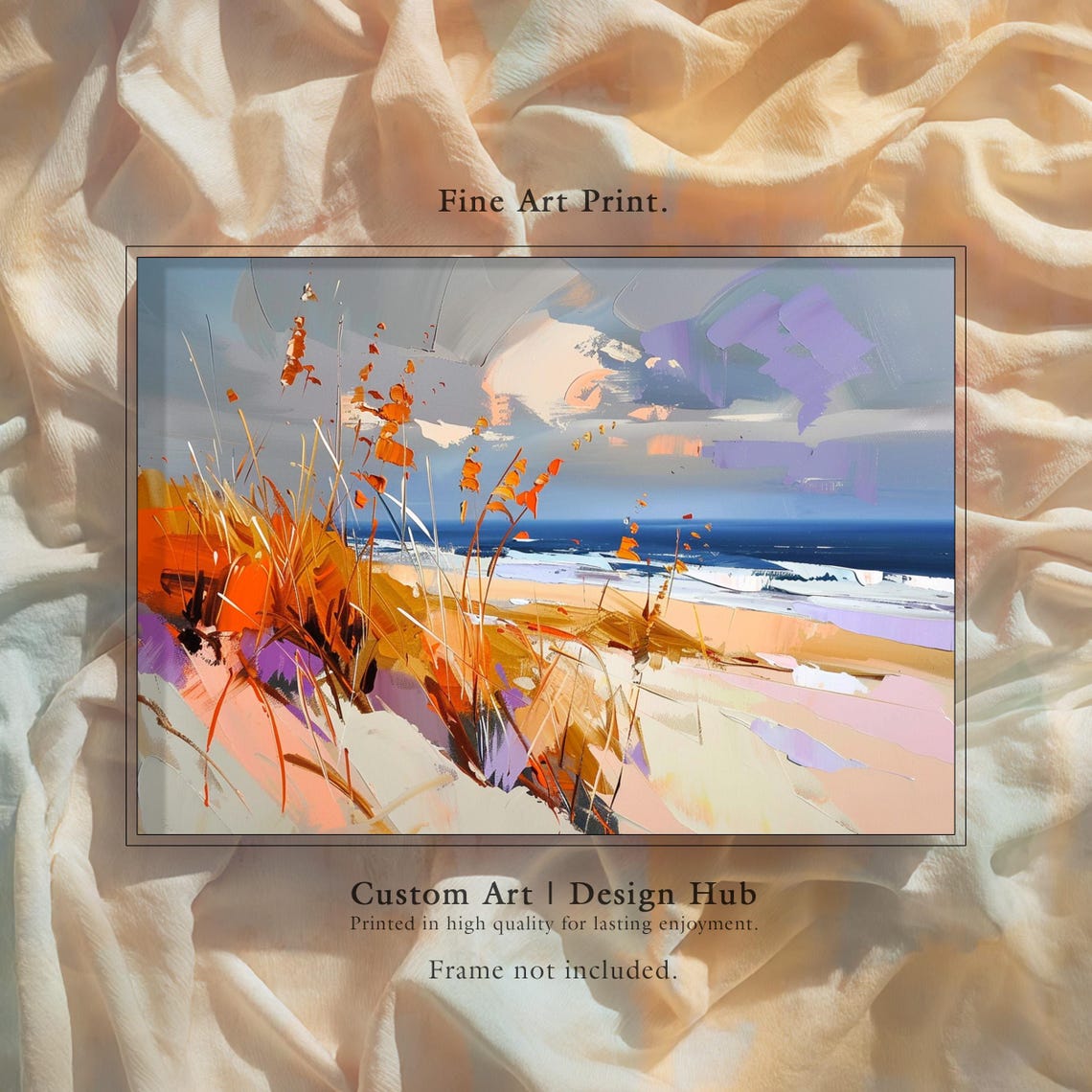 Impressionist Beach Dunes Golden Sea Oats Pastel Coastal Art Poster