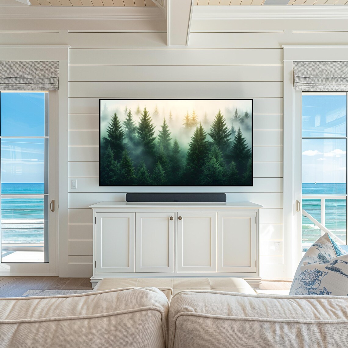 Misty Forest Landscape Tv Art Frame Tv Artwork Serene Evergreen Trees In Morning Fog Nature Inspired Wall Decor For Frame Tv - Image 5