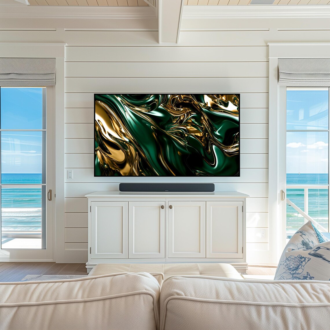 Gold Green Liquid Marble Metallic Swirl Luxury Abstract Art Poster - Image 5