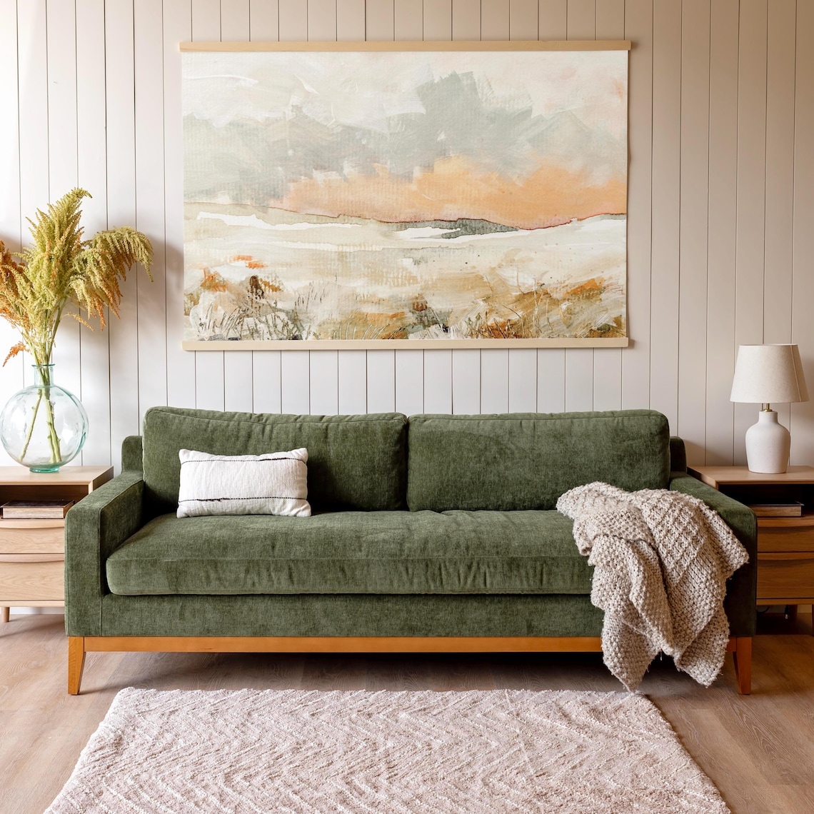 Soft Peach and Grey Abstract Landscape Watercolor Painting Poster - Image 2