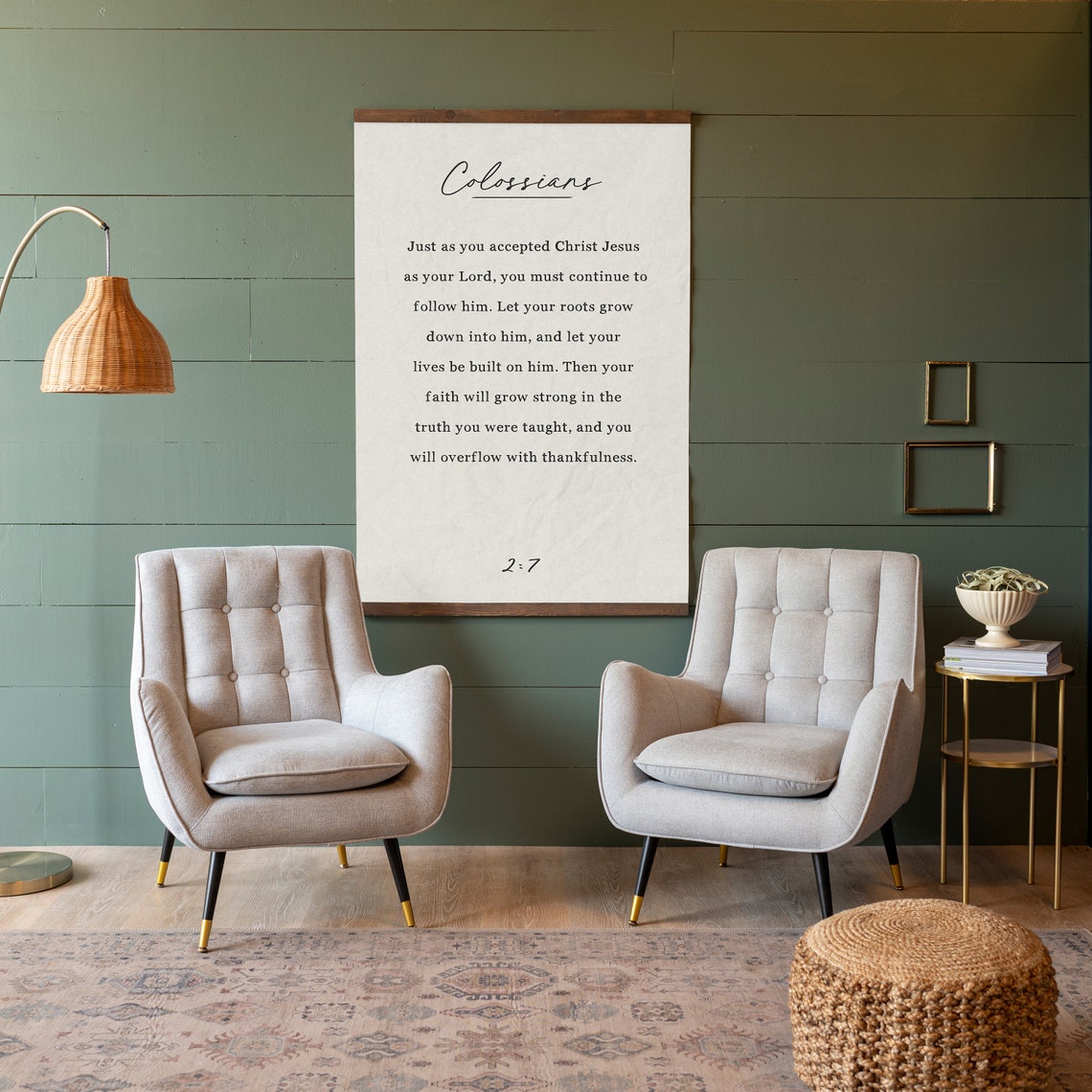 Colossians 2:7 Scripture Verse Typographic Minimalist Faith Wall Art - Image 3