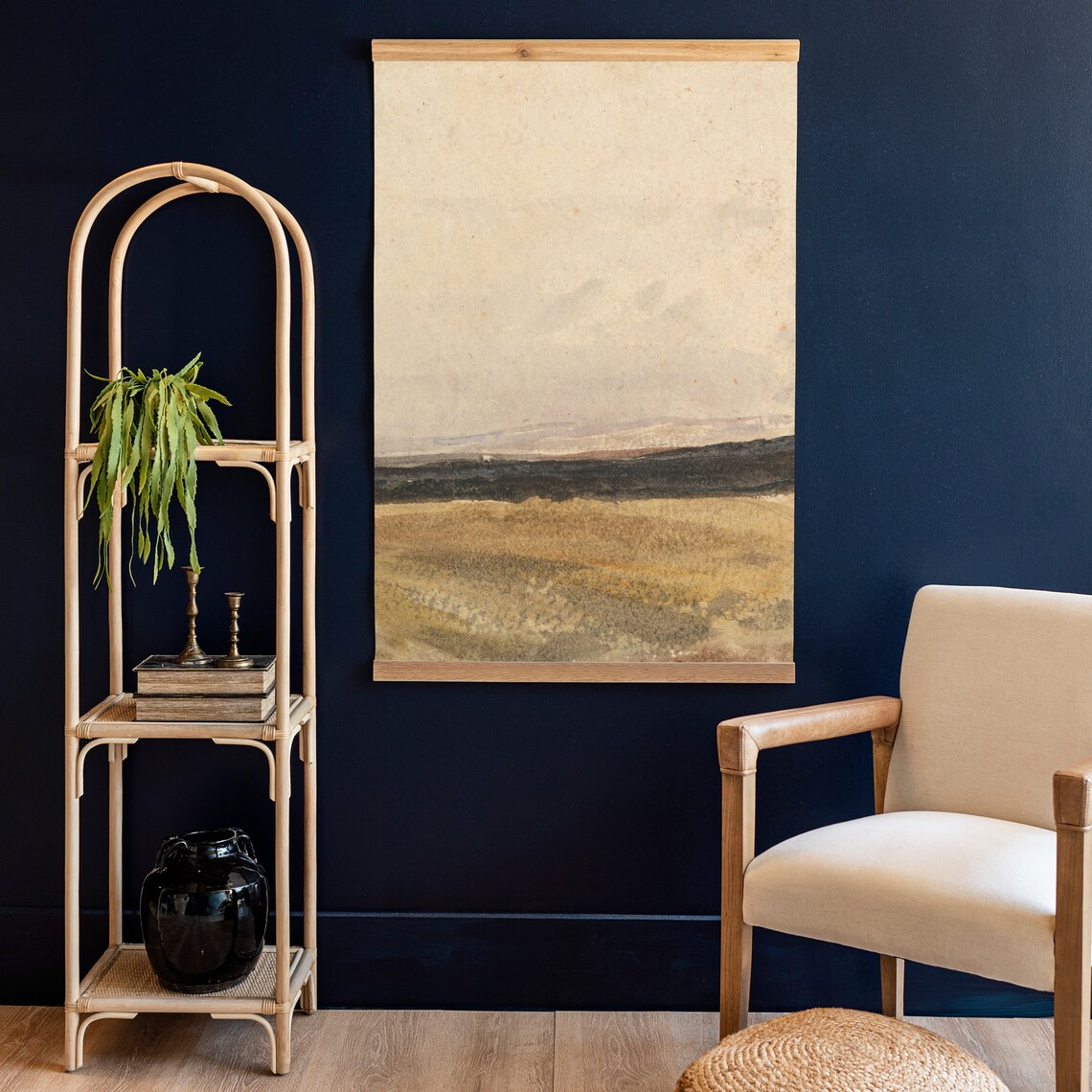Abstract Prairie Landscape, Neutral Poster Print - Image 2