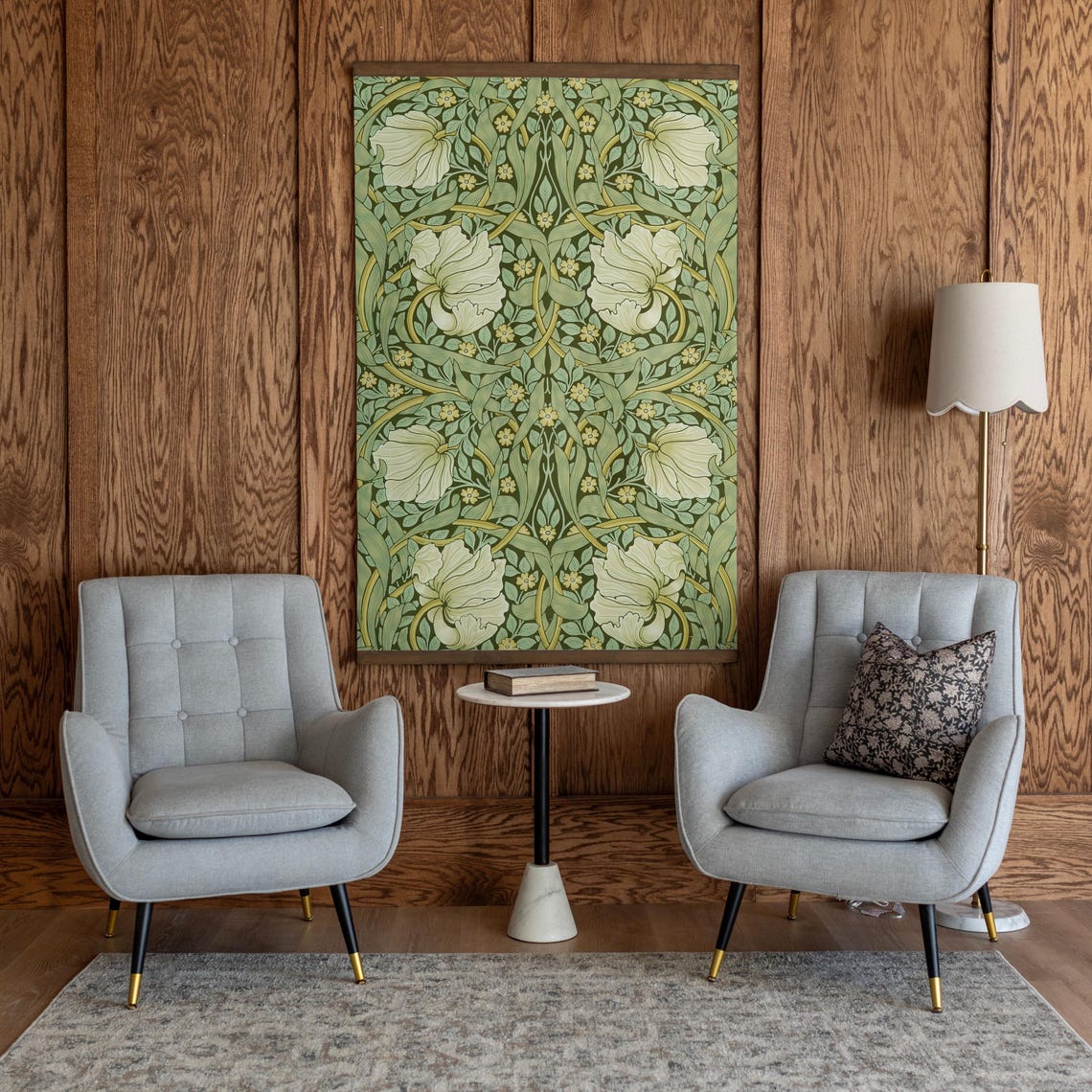 Green Pimpernel Floral Pattern William Morris Style Vertical Poster - Image 2