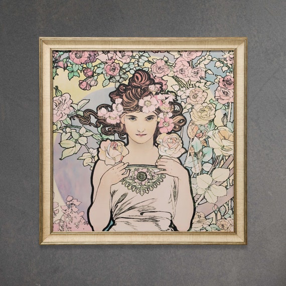 Mucha Goddess Floral Print, Art Nouveau Art Print