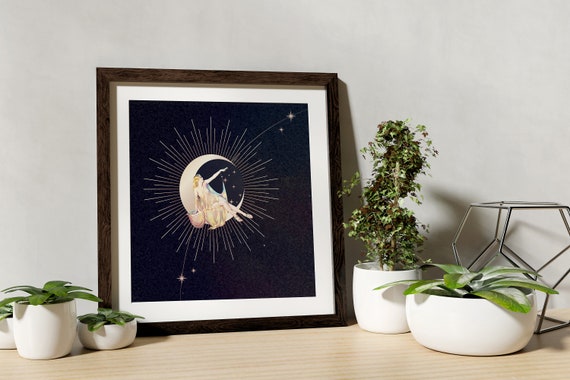 Moon Goddess Art Nouveau Art Deco Wall Art Print