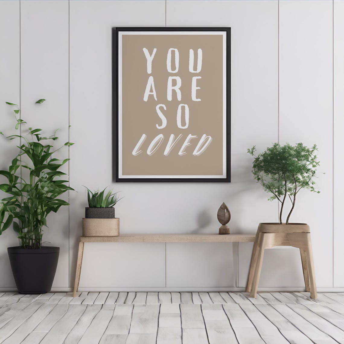 You Are So Loved Neutral Typography Inspirational Quote Wall Art - Image 3