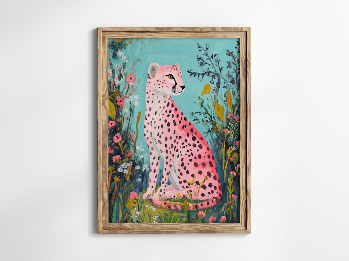 Pink Cheetah Maximalist Nursery Art Print - Image 2