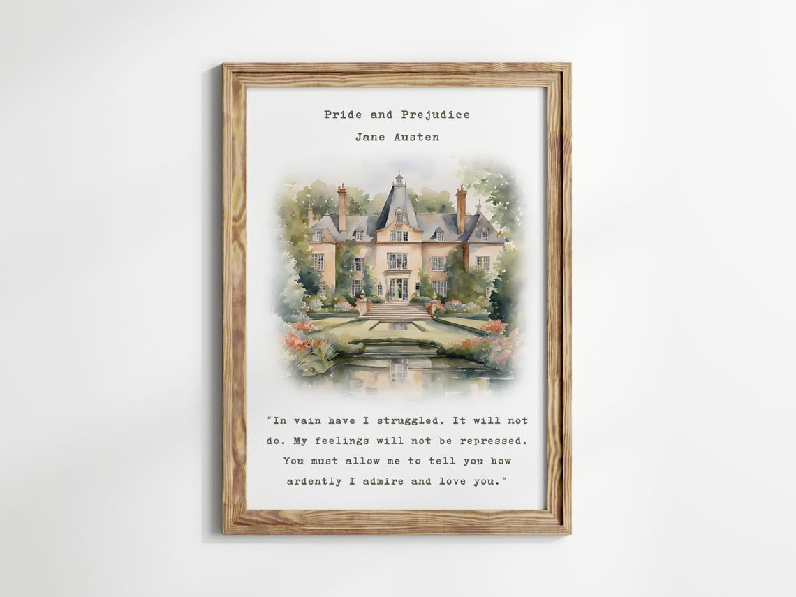 Pride And Prejudice Jane Austen Quote Literary Watercolor Art Print - Image 3
