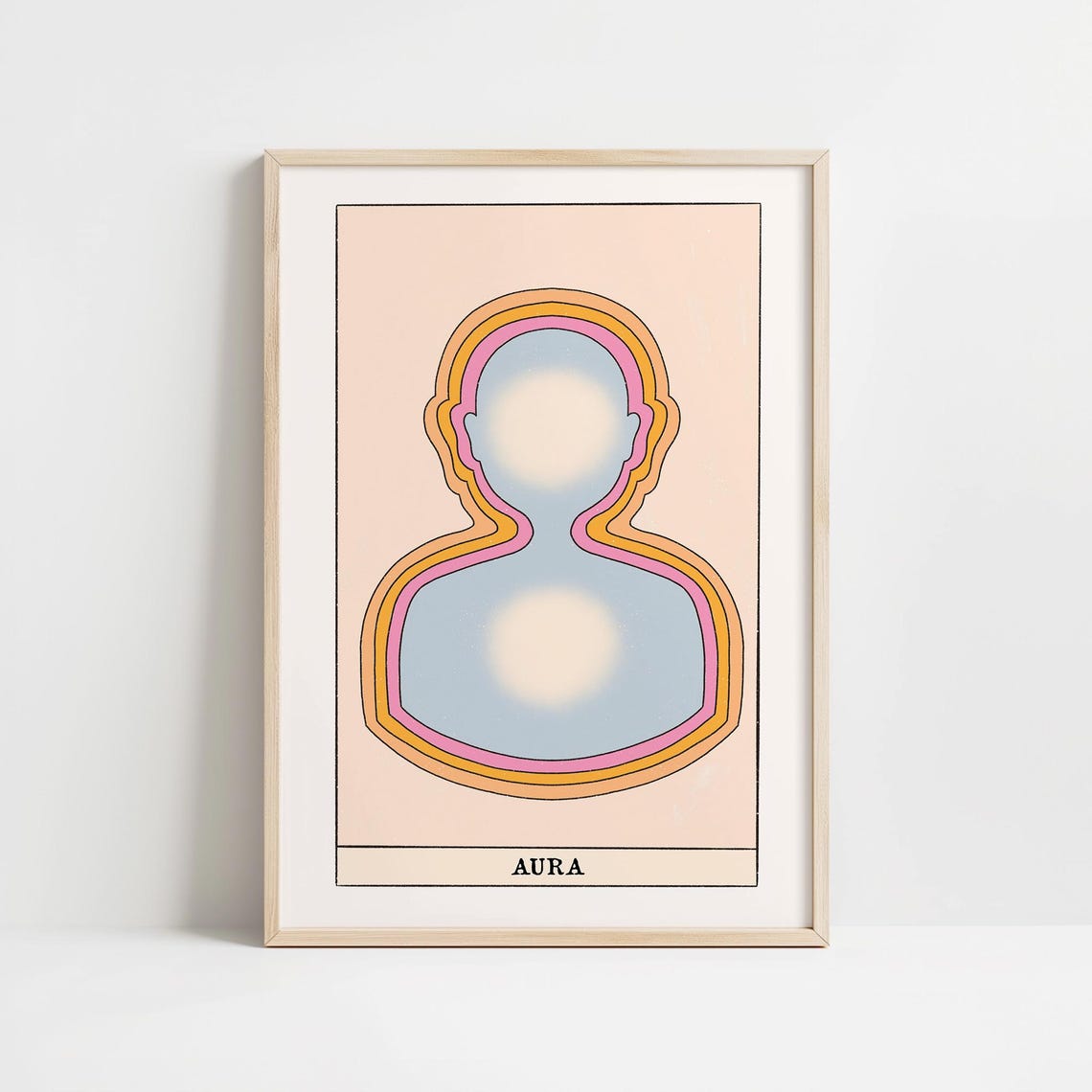 Aura Tarot Card Art with Layered Rainbow Energy Silhouette Poster
