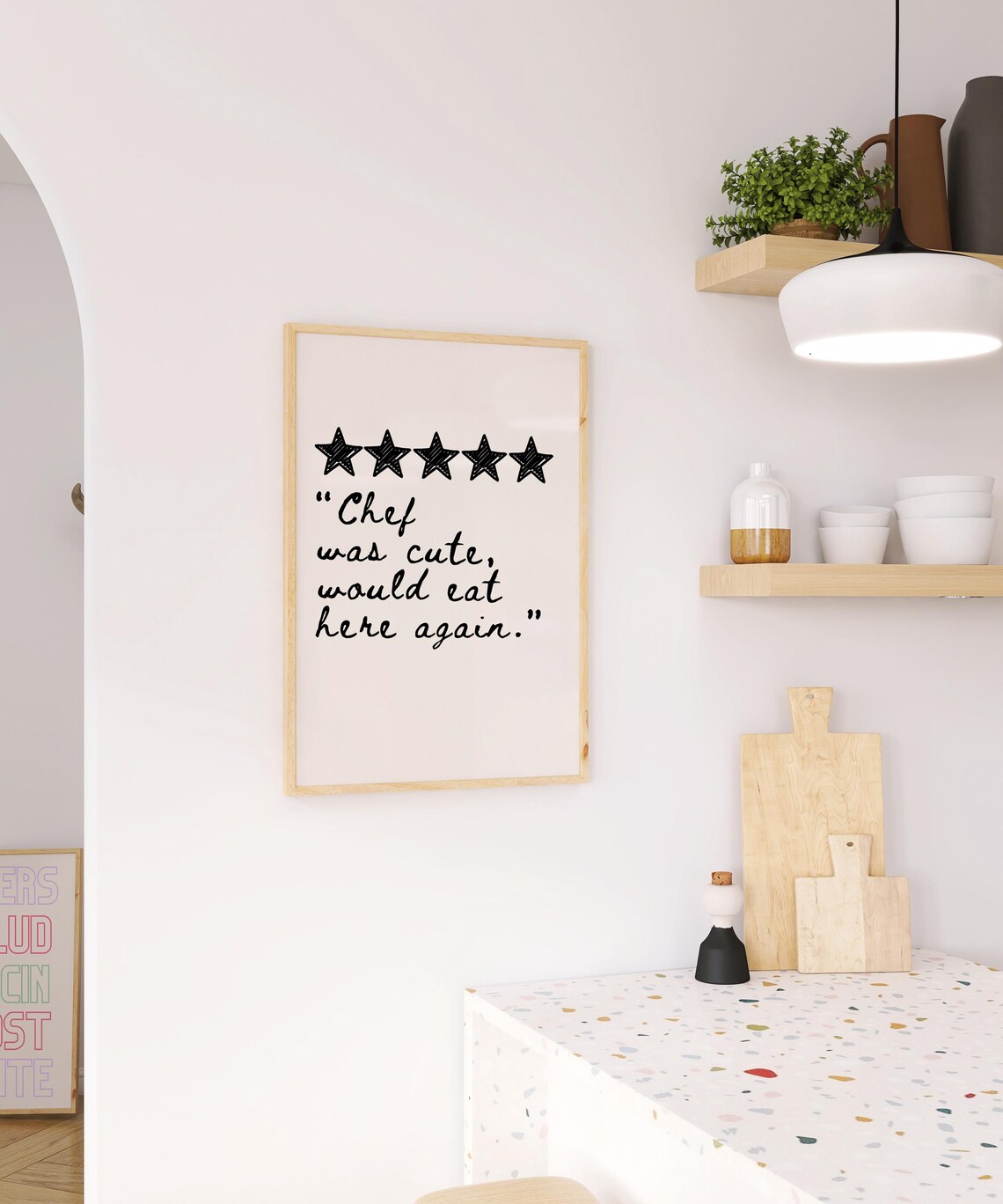 Kitchen Wall Art Print Chef Was Cute Would Eat Here Again Wall Art Poster Kitchen Quote Wall Decor Black And White Dining Room Print - Image 3