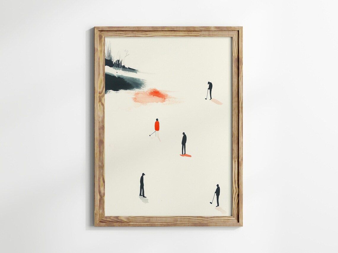Tiny Golfers Wall Art Print Retro Minimalist Golf Poster Mini Golfers Watercolor Illustration Golf Tee Time Wall Decor - Image 2