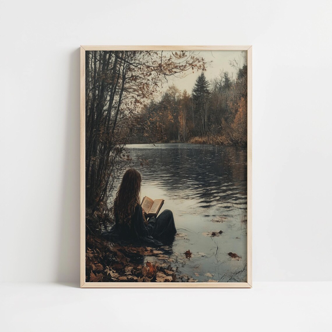 Reader At Lake Moody, Dark Academia Wall Poster