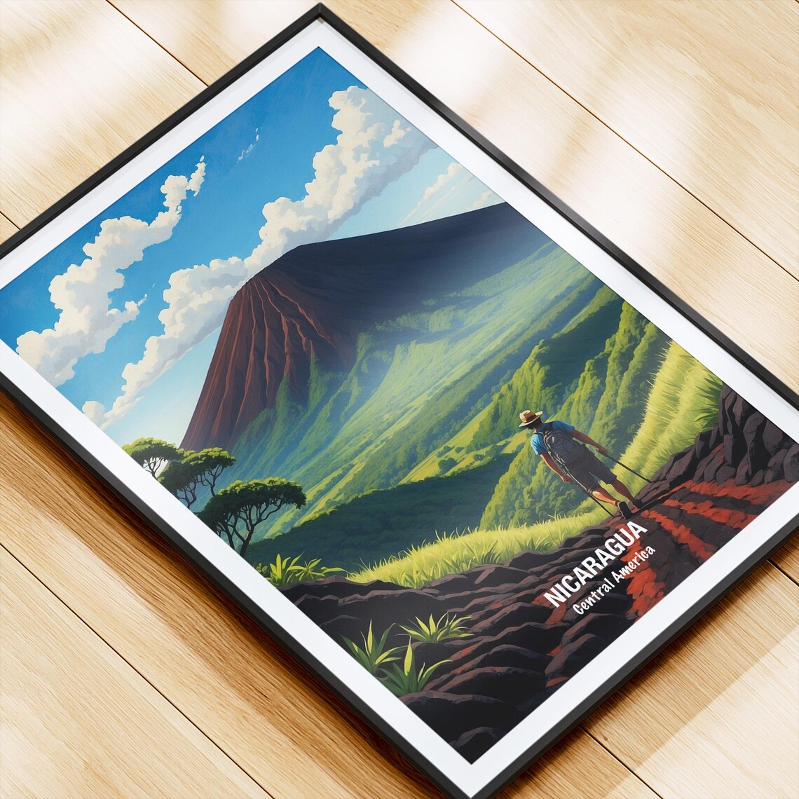 Nicaragua Central America Volcano Hiker Red Lava Trail Poster - Image 4