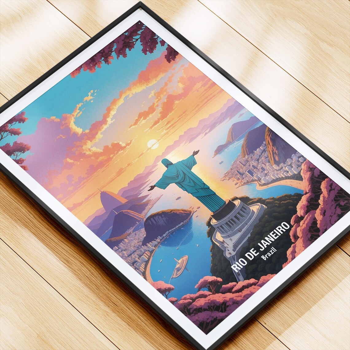 Rio de Janeiro Christ the Redeemer Golden Sunrise Travel Poster - Image 4