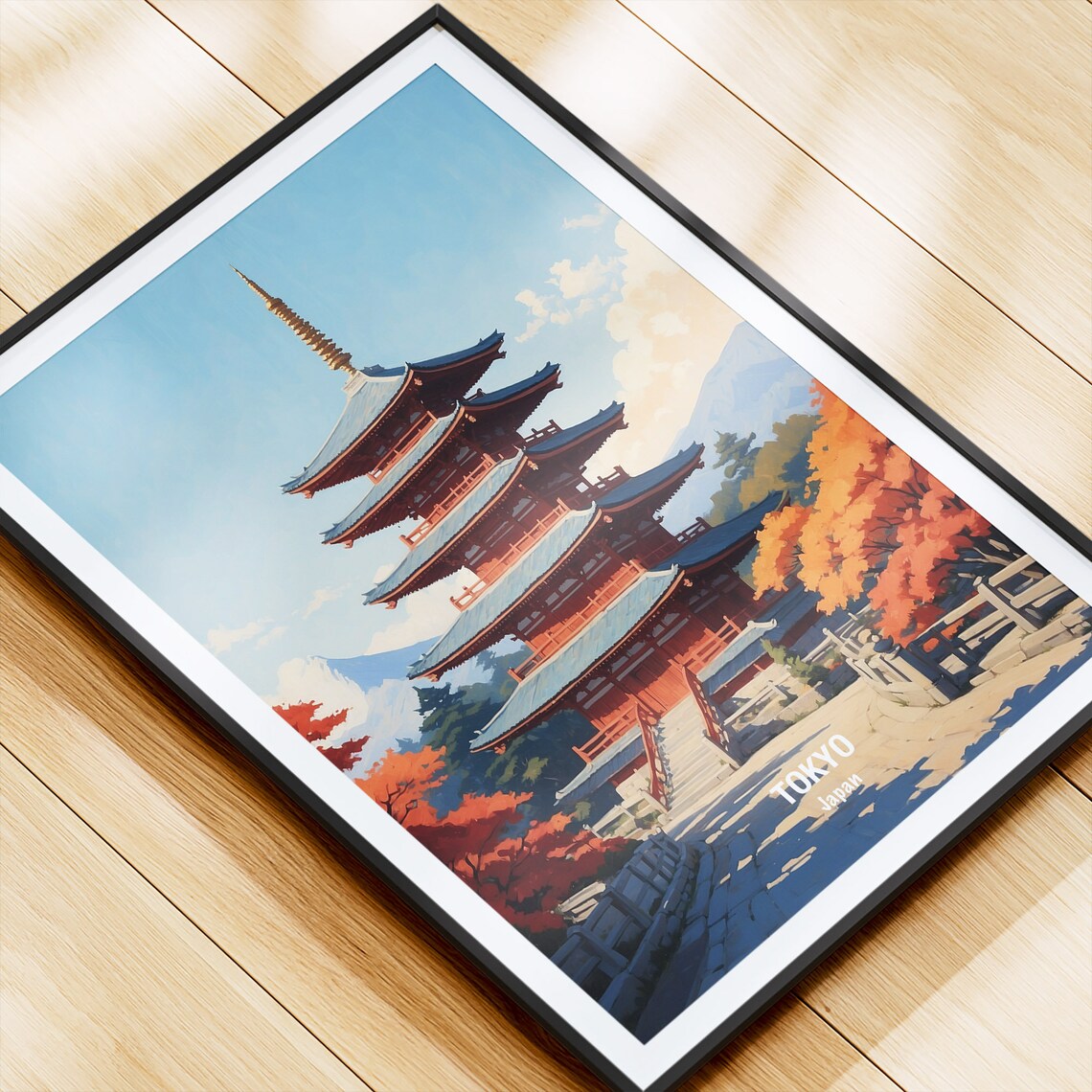 Tokyo Red Pagoda Mount Fuji Autumn Foliage Japan Travel Poster - Image 4