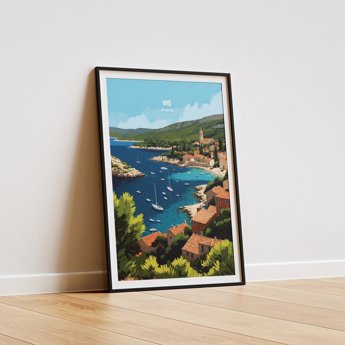 Vis Island Croatia Fishing Harbor Sailboats Turquoise Bay Poster - Image 5